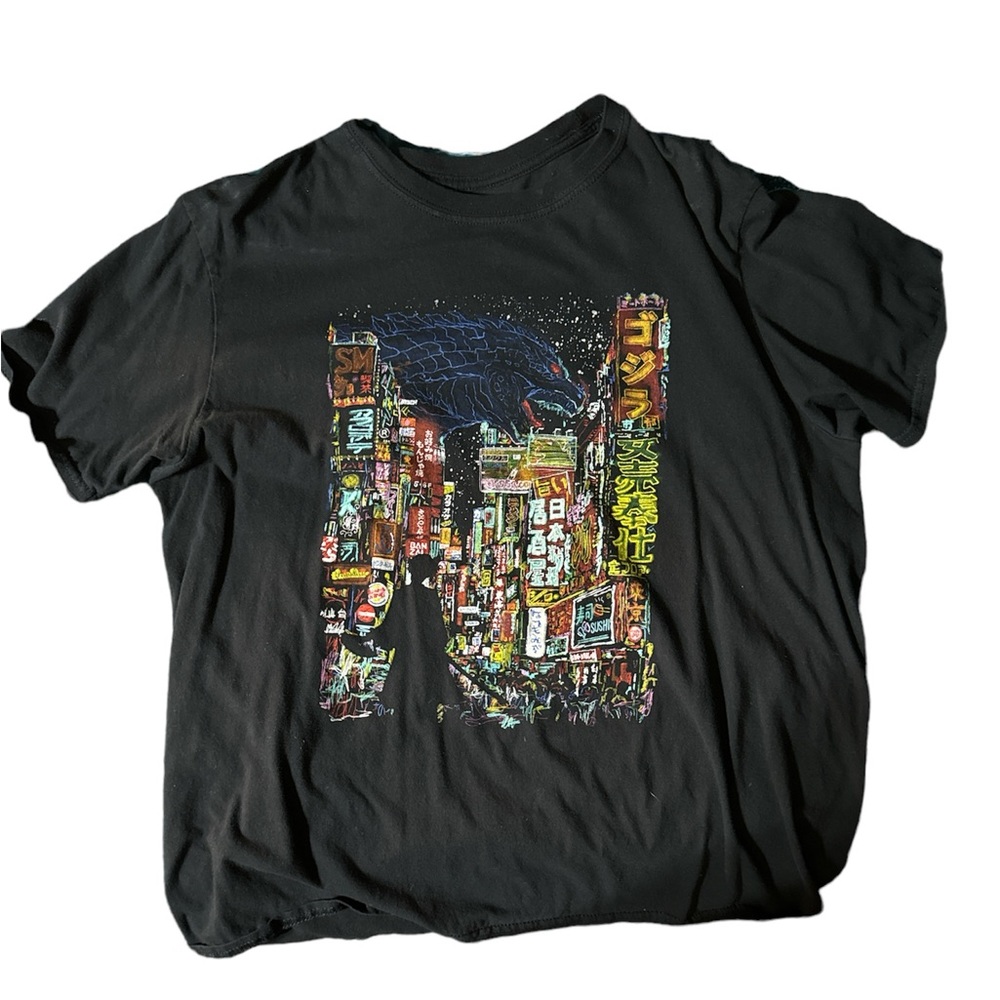 Threadless Short Sleeve T Shirt Size L Tokyo Godzilla "Gojira" Japanese Black